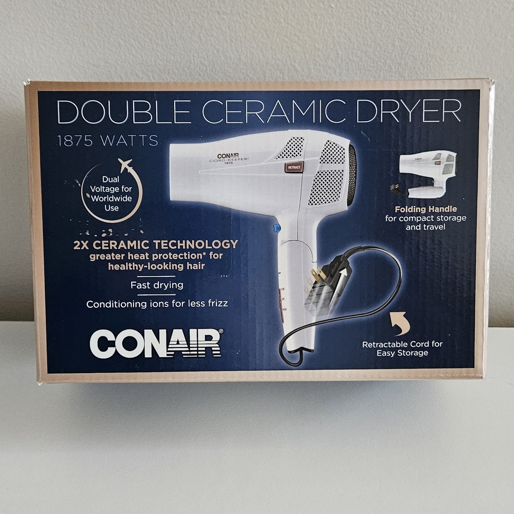 Conair Double Ceramic Hair Dryer With Retractable Cord